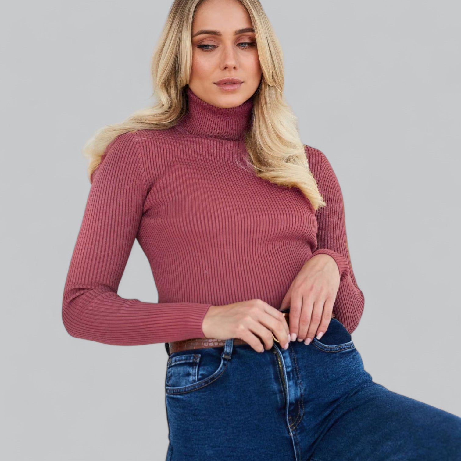 Annelies - Comfortabele Stretch Mock Turtleneck Pullover Sweater