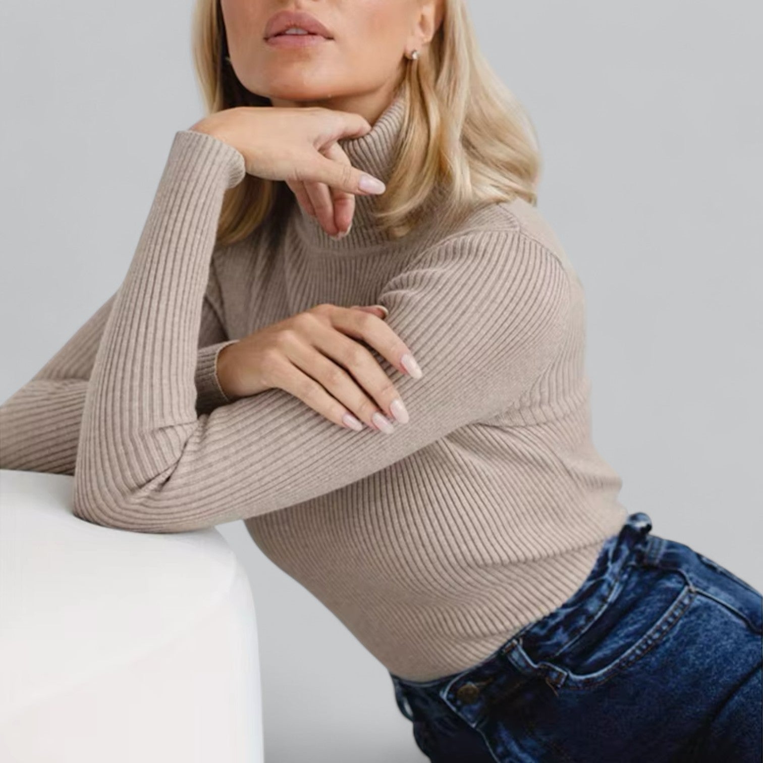Annelies - Comfortabele Stretch Mock Turtleneck Pullover Sweater
