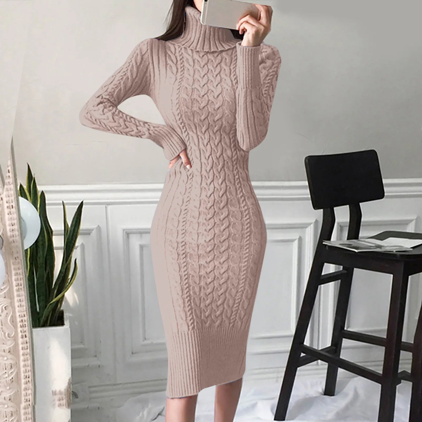 Zephyra - Elegante Gebreide Jurk met Col