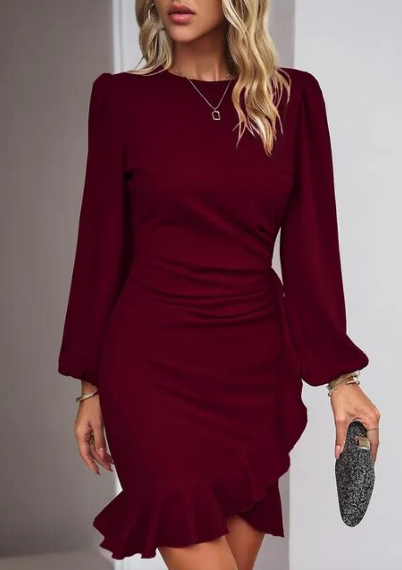 Christa - Elegante Jurk met Volant Zoom