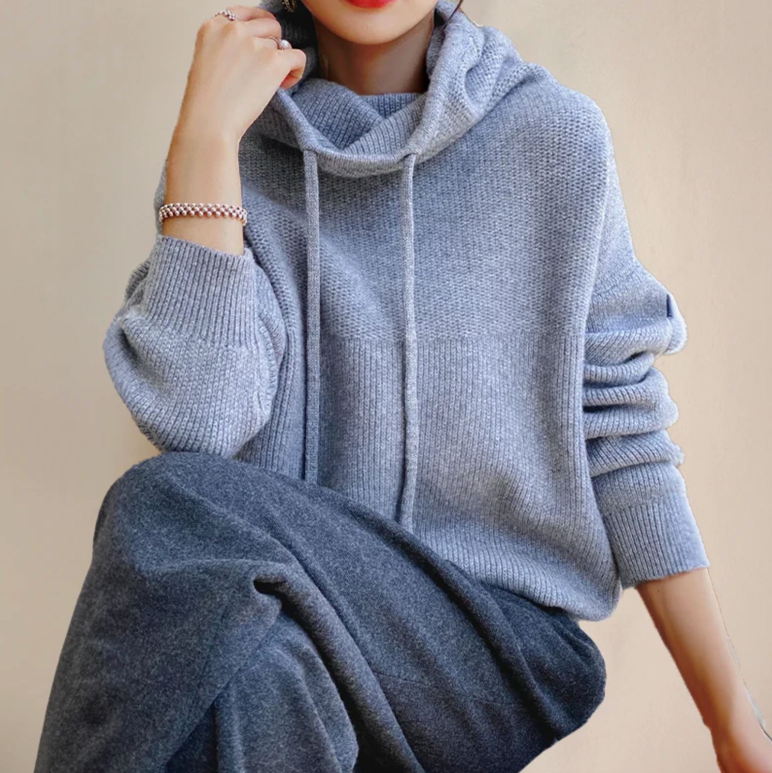 Livia Luxe Mohair Gebreide Hoodie