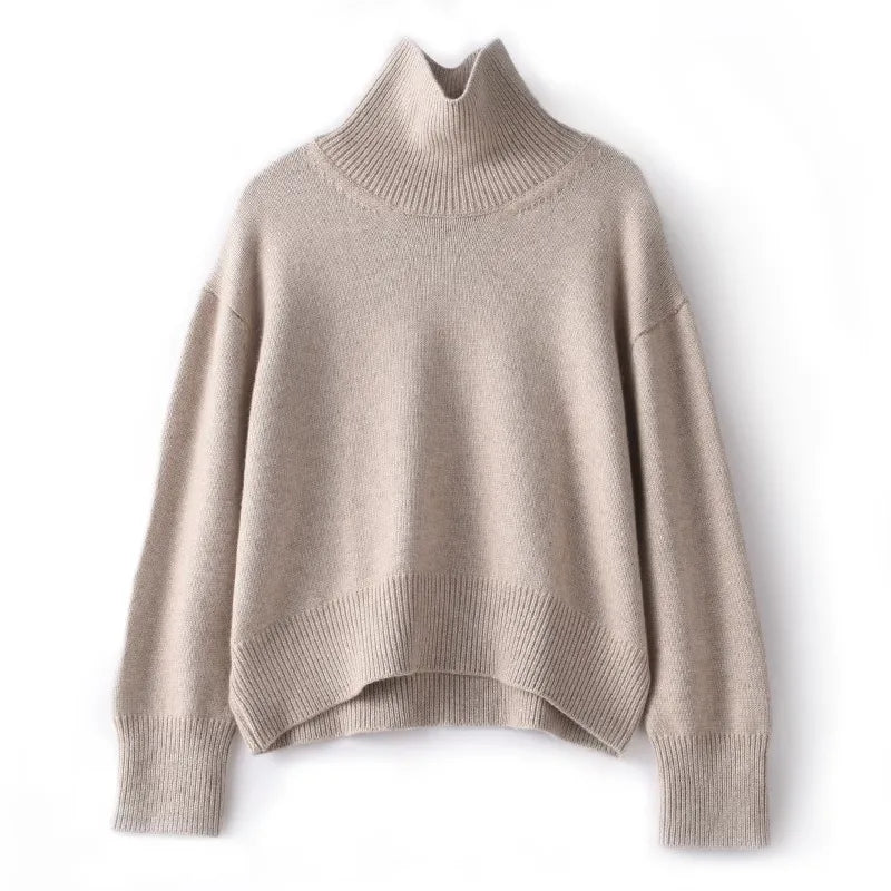 Camille Luxe Cashmere Turtleneck Trui - Zachte Gebreide Pullover