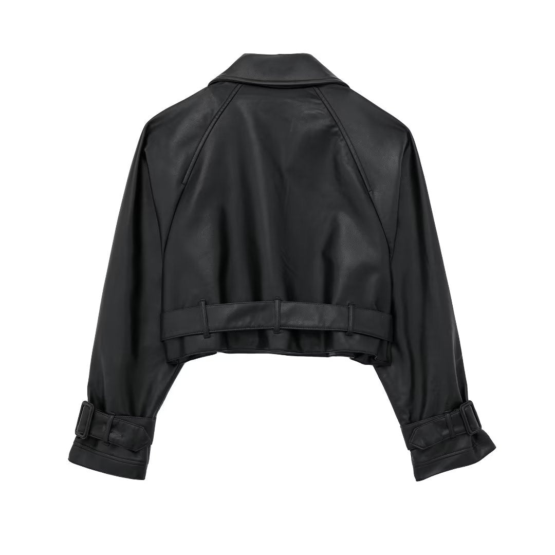 Hannah Cropped Leren Trenchcoat