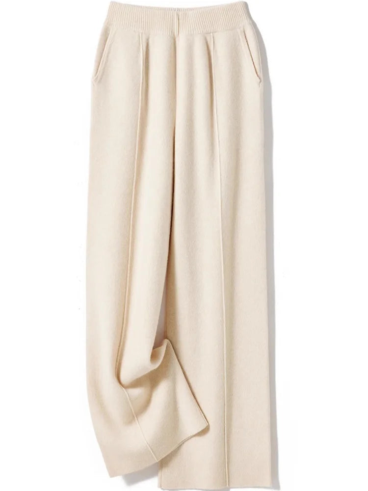 Iris Cozy Brede Gebreide Broek - Elegant en Casual