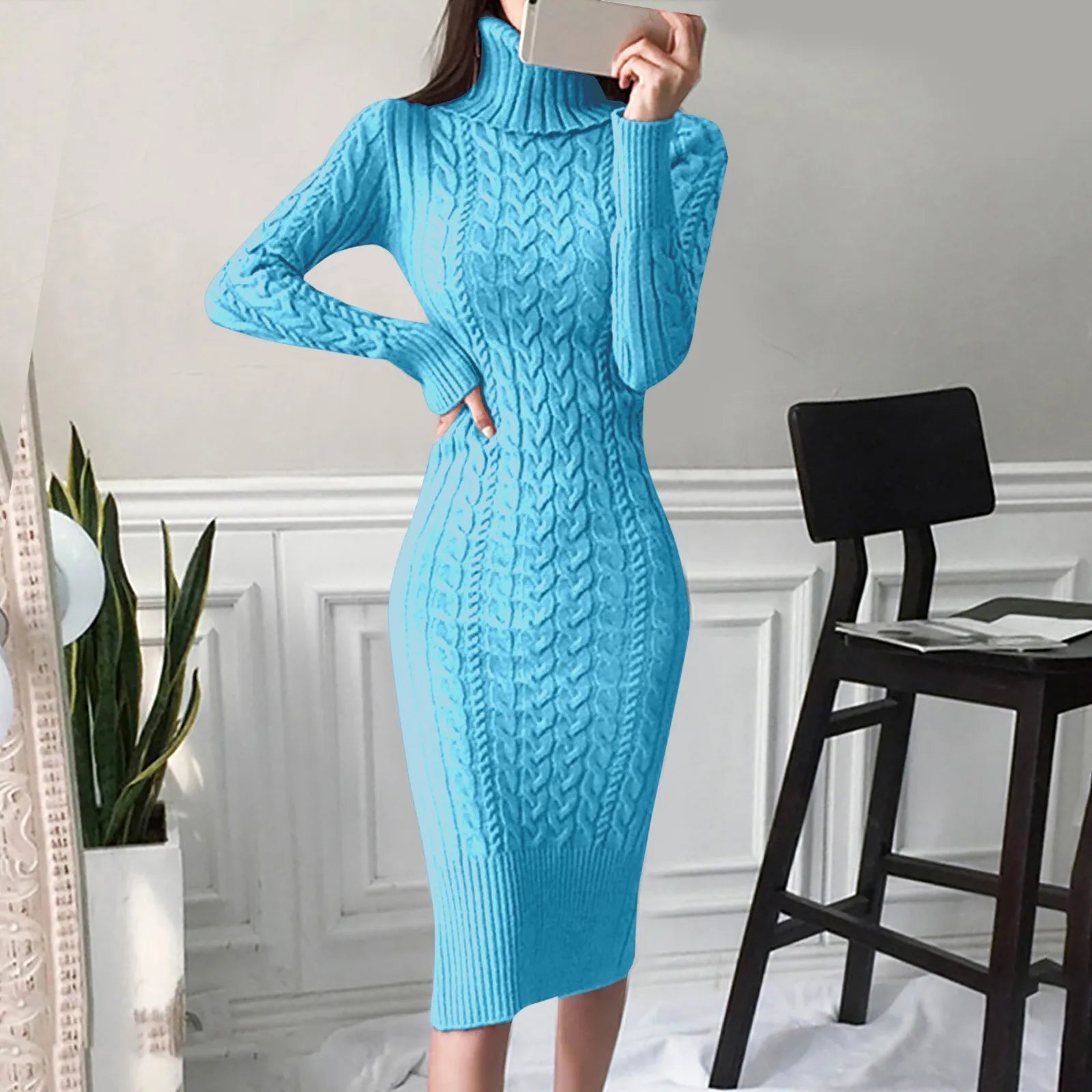 Zephyra - Elegante Gebreide Jurk met Col