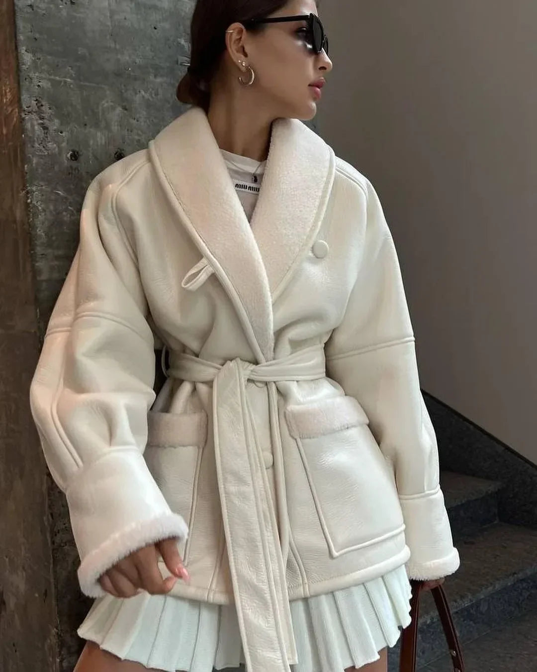 Yara Luxe Leren Jas met Warme Bontafwerking