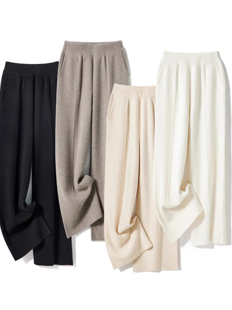 Iris Cozy Brede Gebreide Broek - Elegant en Casual