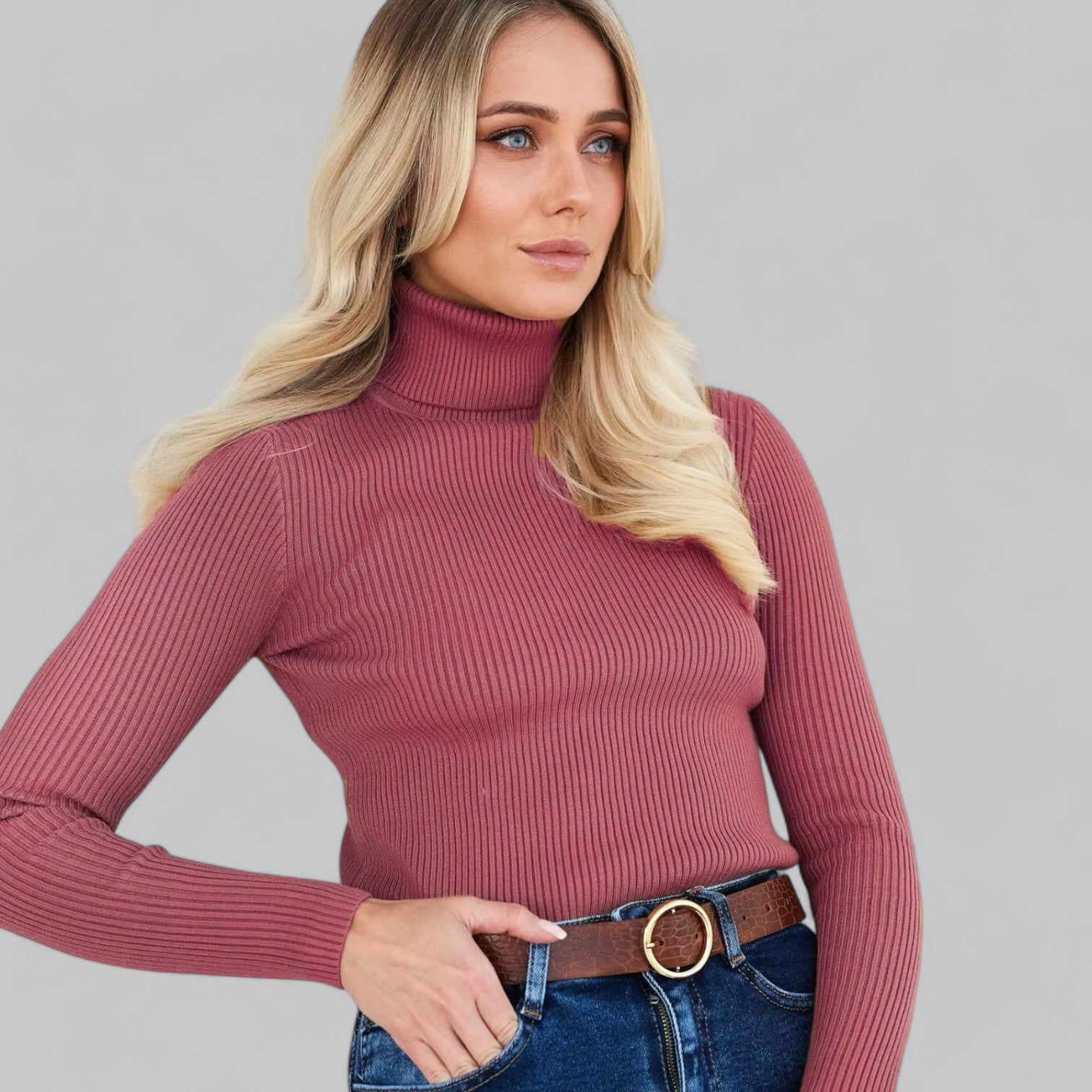 Annelies - Comfortabele Stretch Mock Turtleneck Pullover Sweater