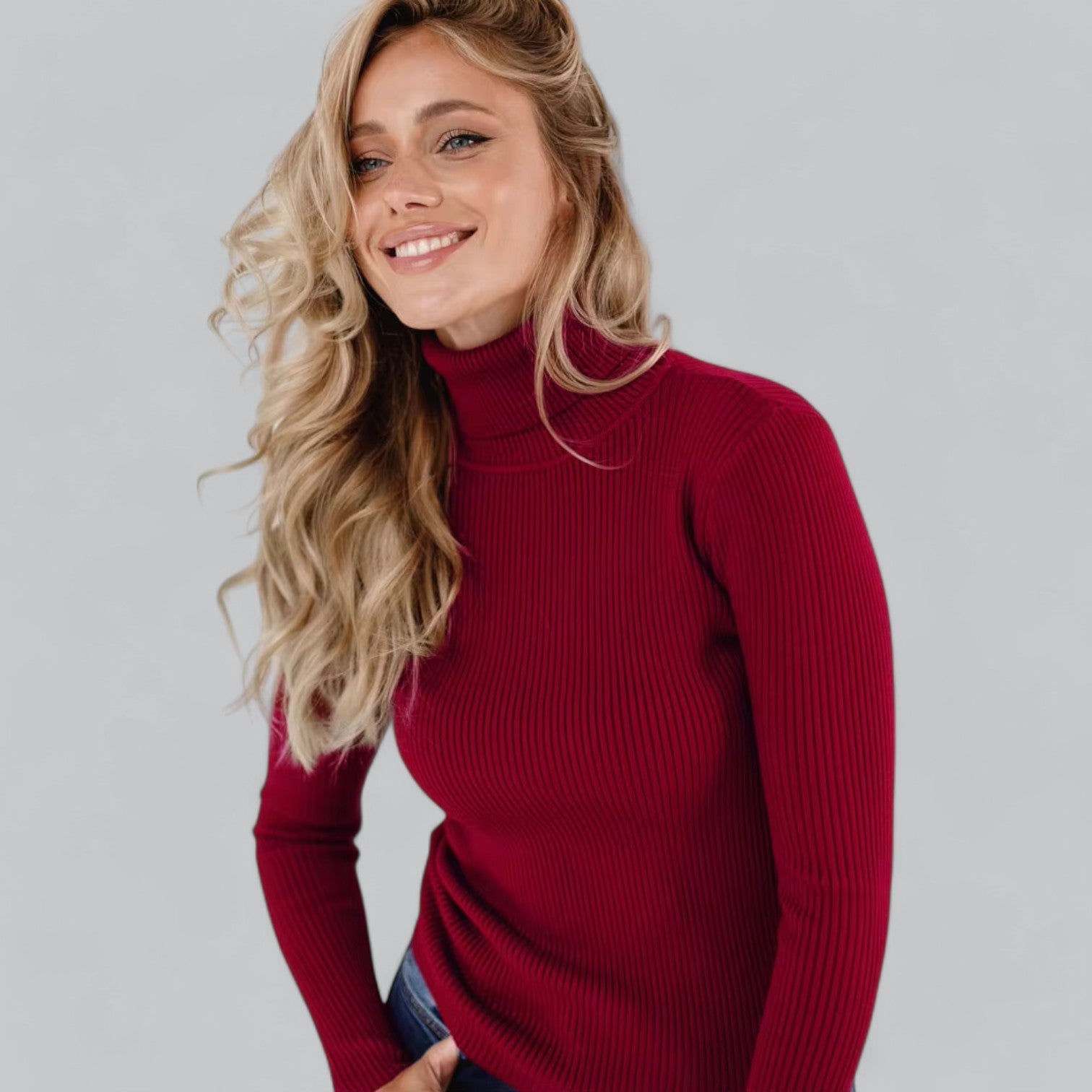 Annelies - Comfortabele Stretch Mock Turtleneck Pullover Sweater