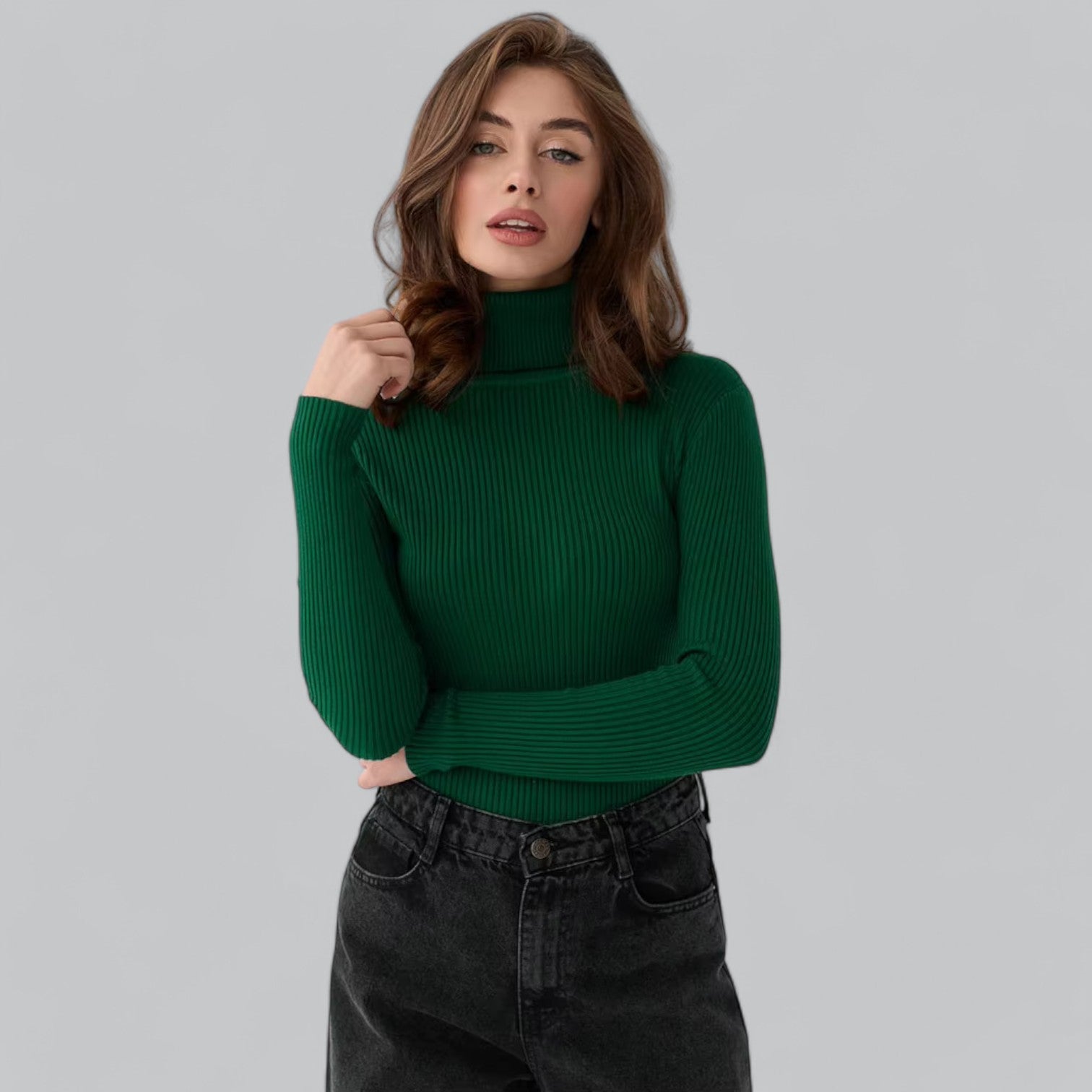 Annelies - Comfortabele Stretch Mock Turtleneck Pullover Sweater