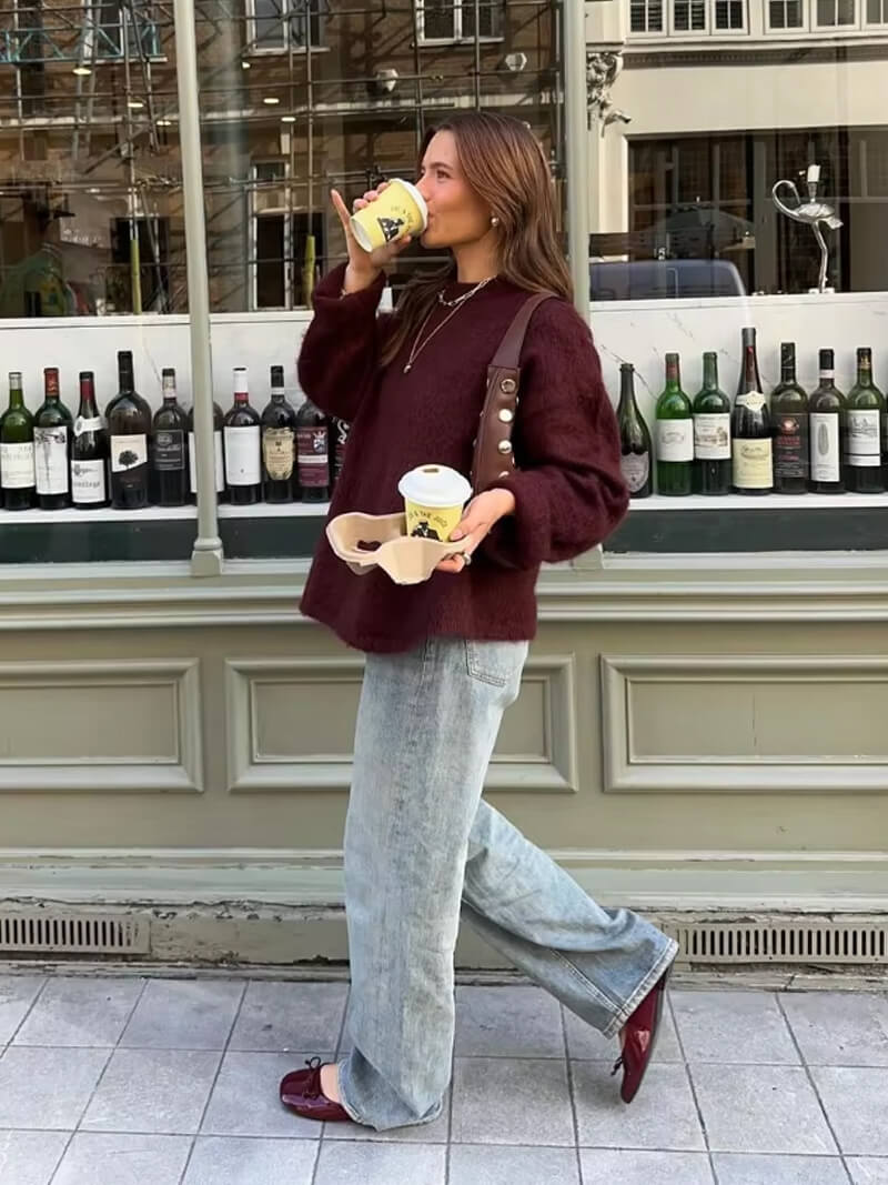 Shiela - Elegante Bourgondische Pullover
