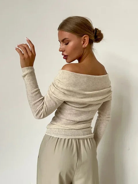 Maisie | Elegante Off-Shoulder Gebreide Trui