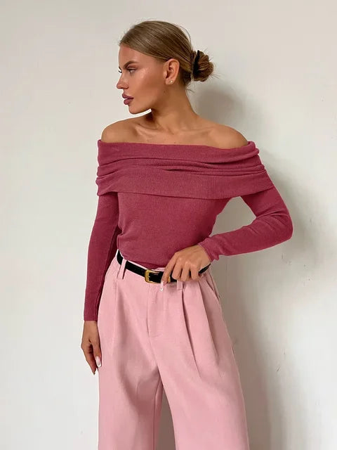 Maisie | Elegante Off-Shoulder Gebreide Trui