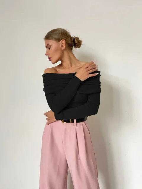 Maisie | Elegante Off-Shoulder Gebreide Trui