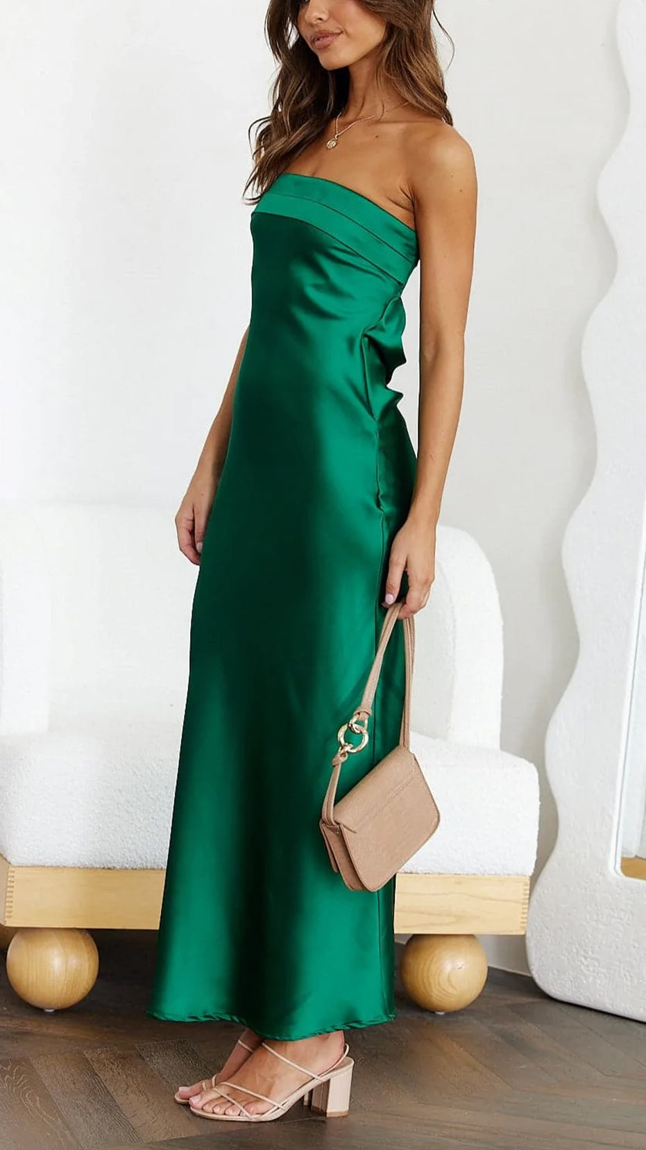 Fara | Elegante Satijnen Jurk met Stijlvolle Plooien