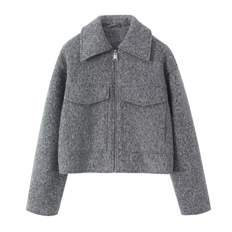Isabella Luxe Wol Blend Cropped Jas
