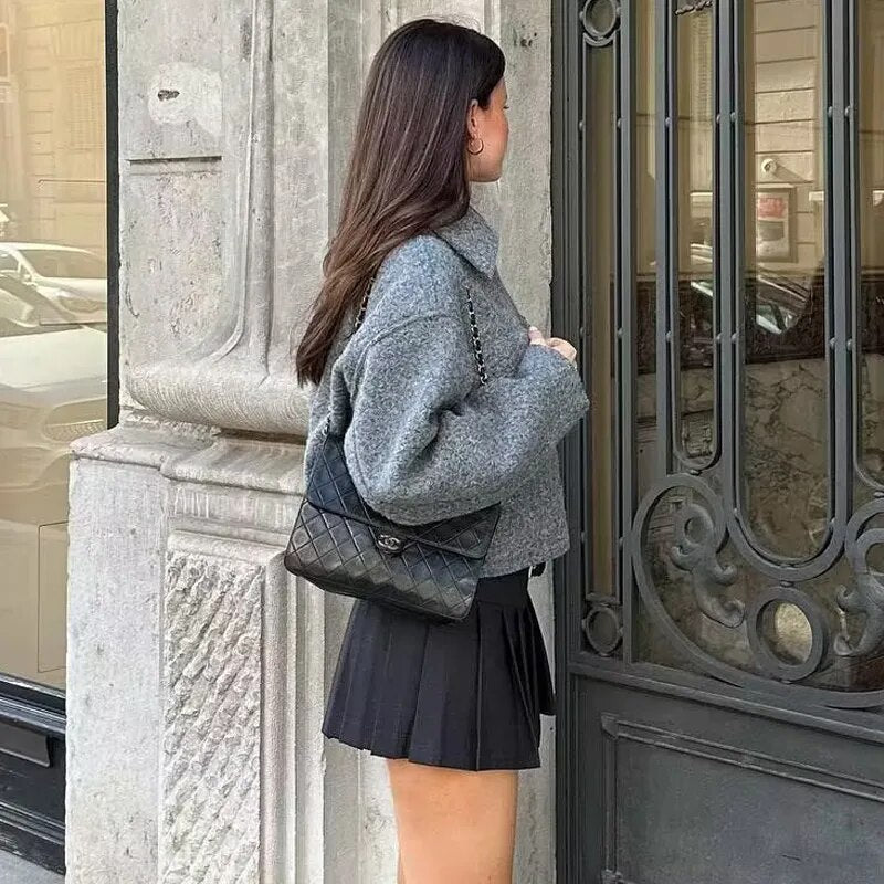 Isabella Luxe Wol Blend Cropped Jas