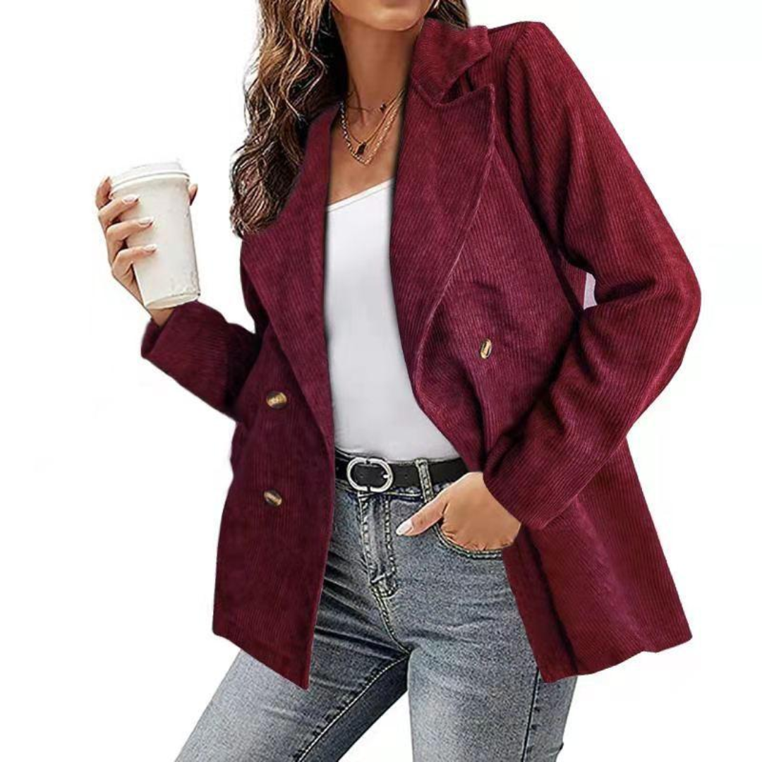Mila Luxe Corduroy Blazer with Button Closure