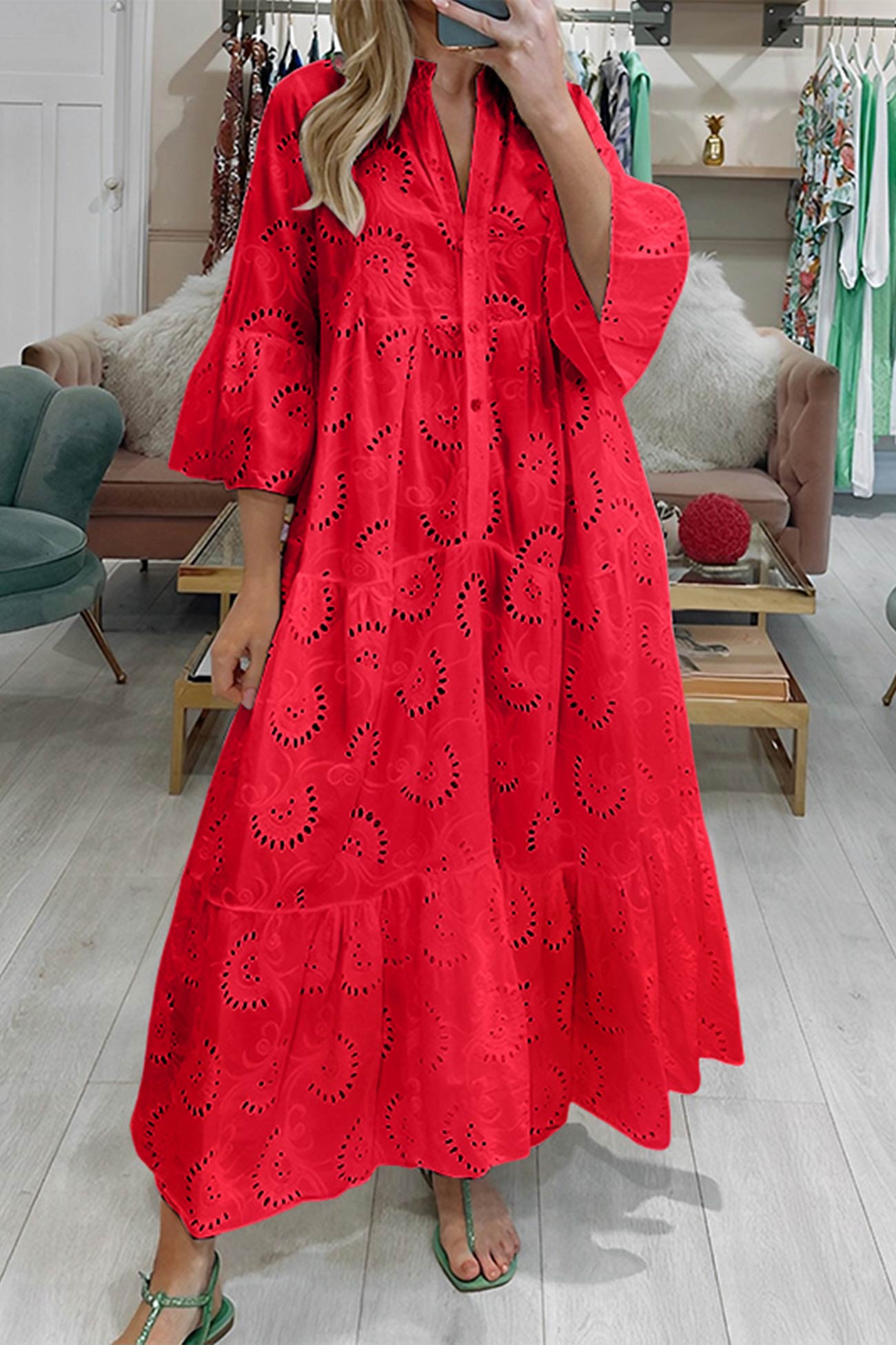 Layla Soft Bohemian Cotton Dress with Embroidery