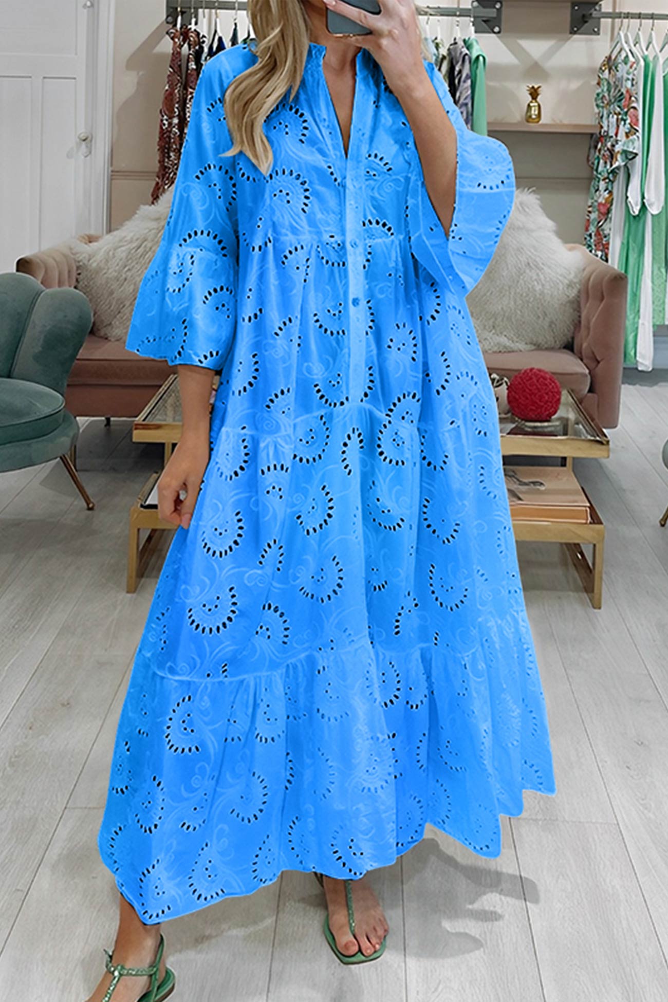Layla Soft Bohemian Cotton Dress with Embroidery