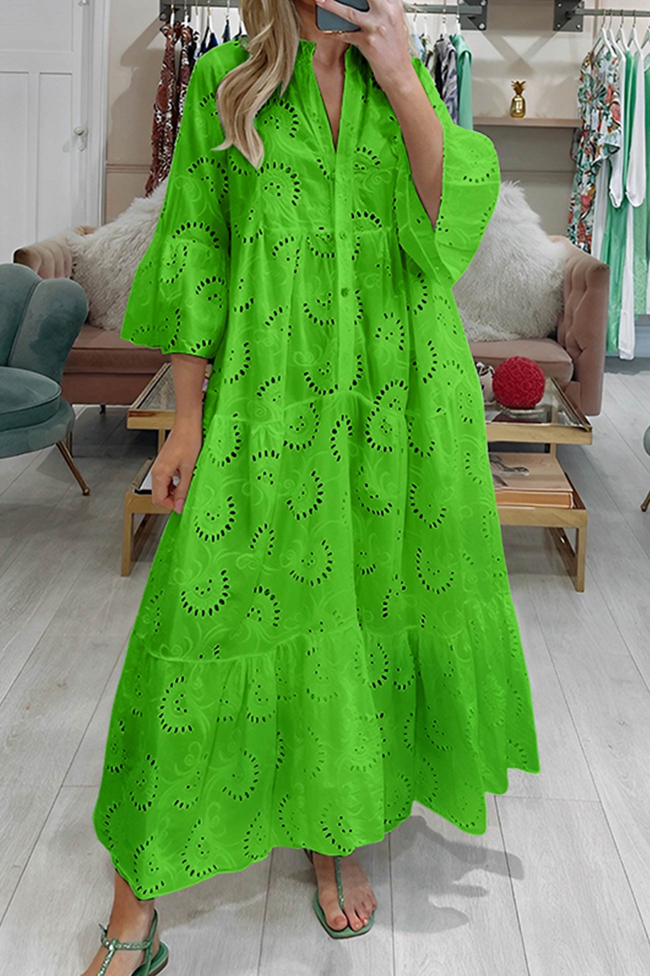 Layla Soft Bohemian Cotton Dress with Embroidery