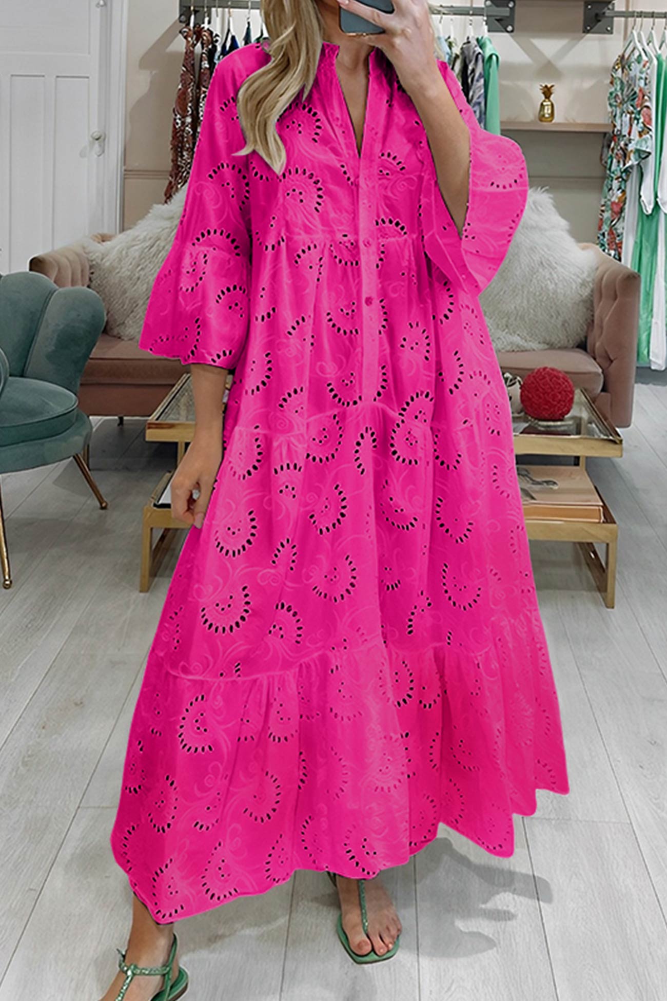 Layla Soft Bohemian Cotton Dress with Embroidery