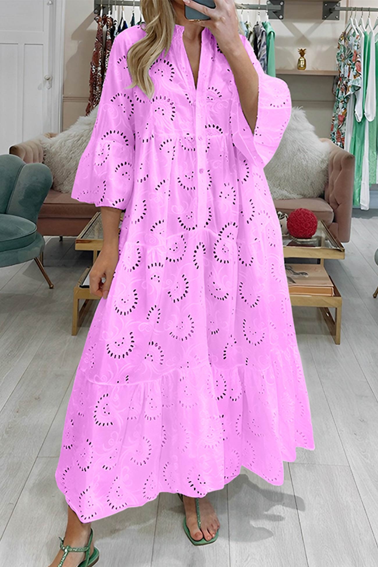 Layla Soft Bohemian Cotton Dress with Embroidery