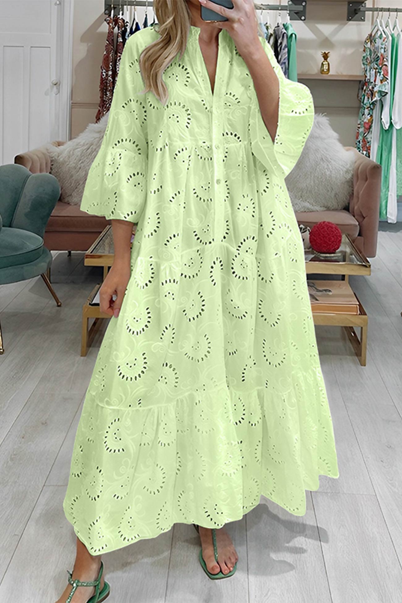 Layla Soft Bohemian Cotton Dress with Embroidery