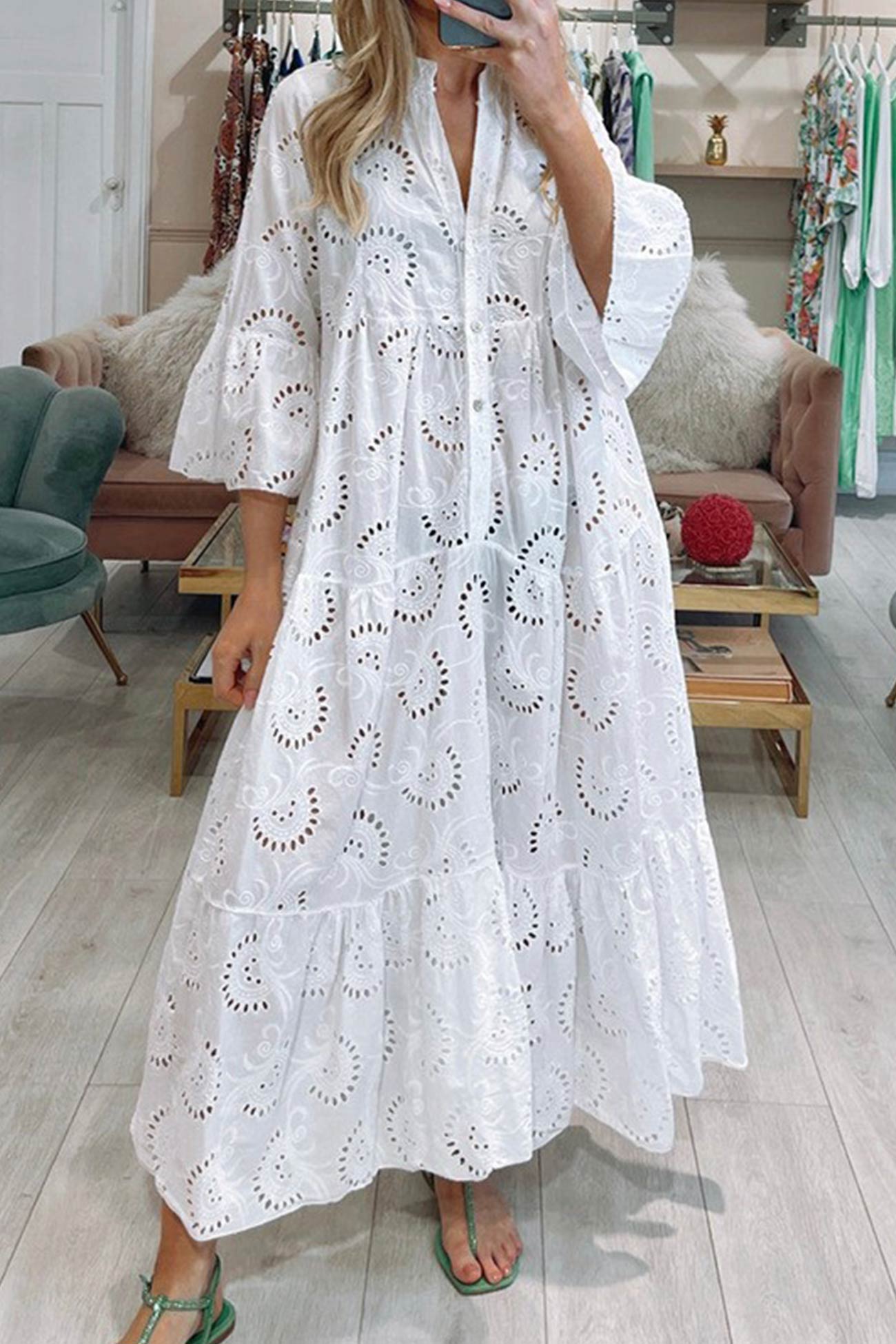 Layla Soft Bohemian Cotton Dress with Embroidery