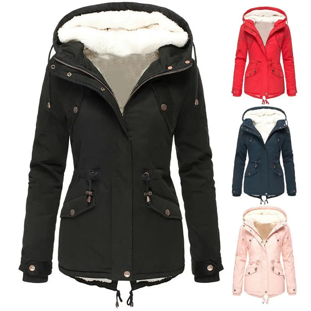 Amelia Comfortabele Winterjas met Verstelbare Taille en Capuchon