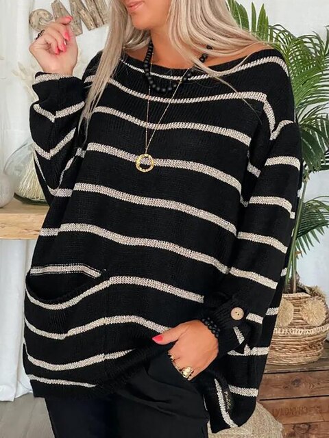 Noor Gestreepte Oversized Trui