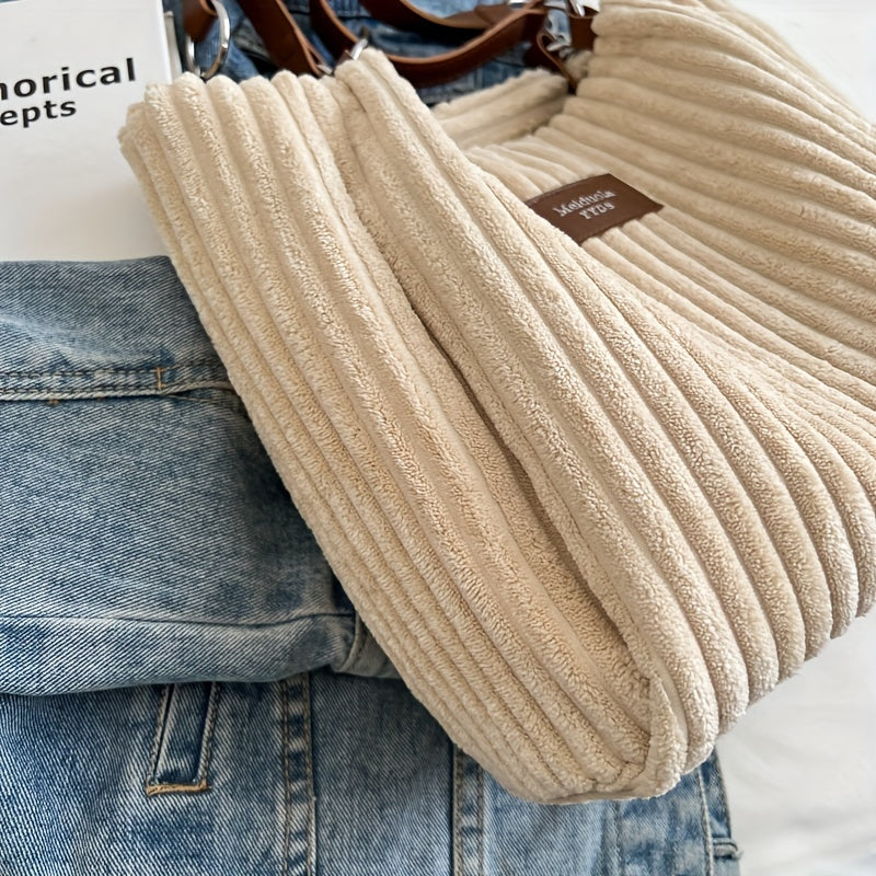 Eva Luxe Velours Côtelé Handtas – Elegant & Ruim met Gouden Ketting
