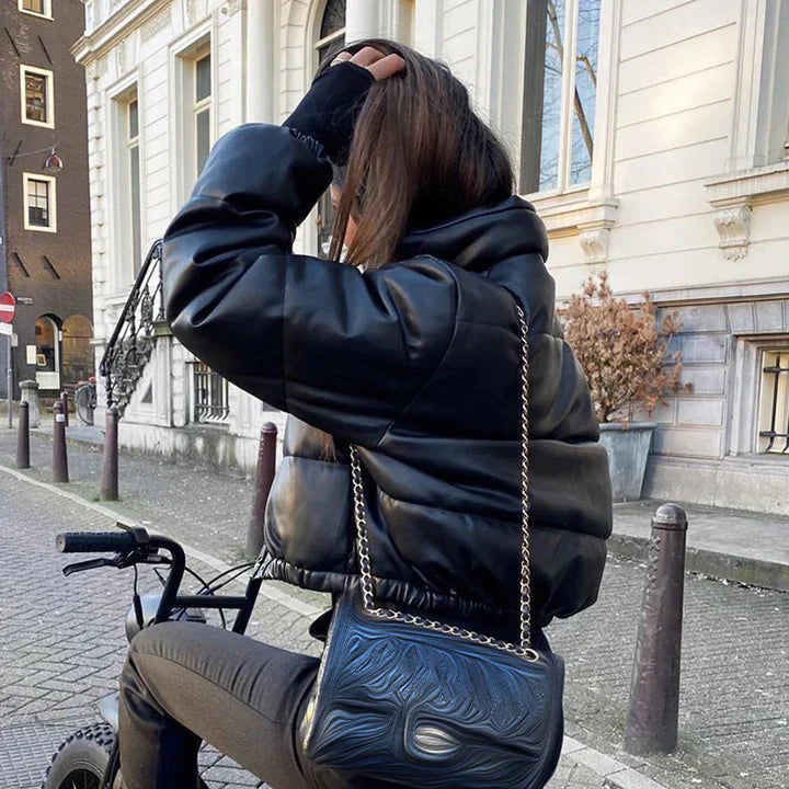 Charlotte Luxe Leather Puffer Jacket