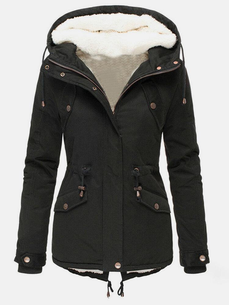 Amelia Comfortabele Winterjas met Verstelbare Taille en Capuchon