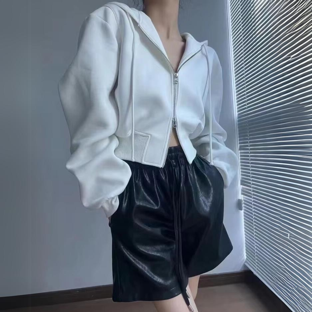 Celina | Trendy Crop Zip-Up Hoodie