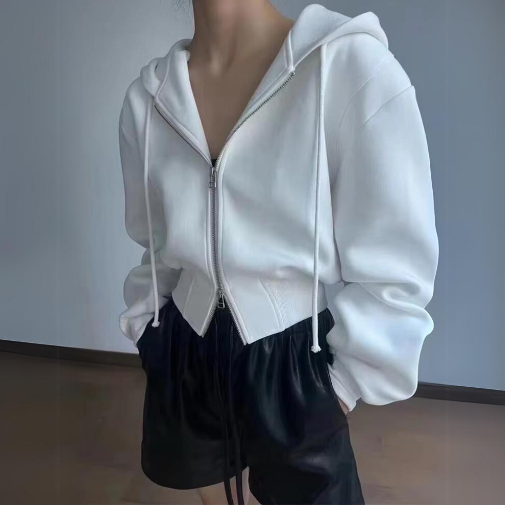 Celina | Trendy Crop Zip-Up Hoodie