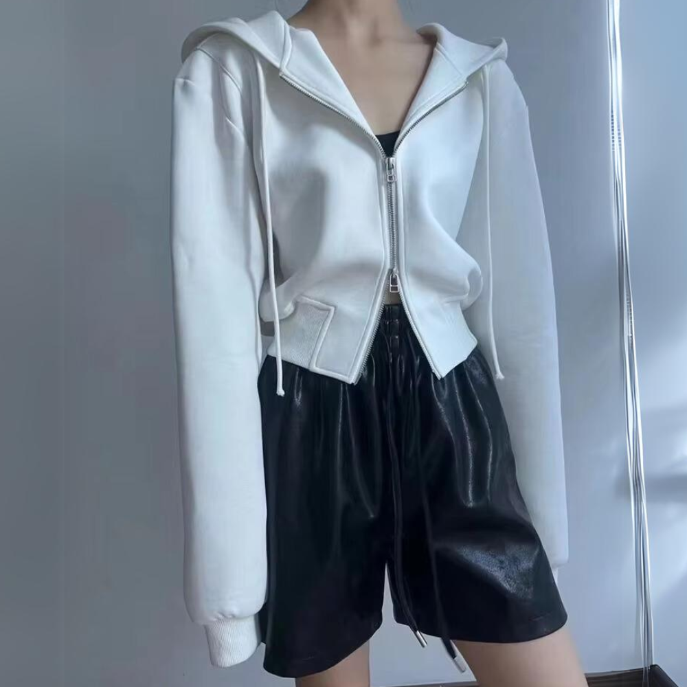 Celina | Trendy Crop Zip-Up Hoodie