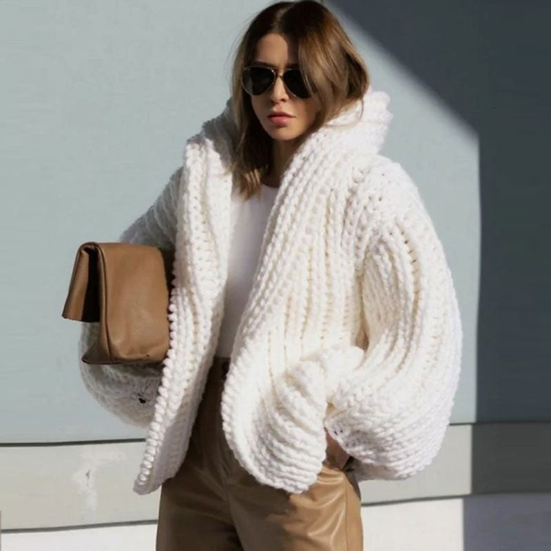 Amara Handgebreide Chunky Hooded Cardigan