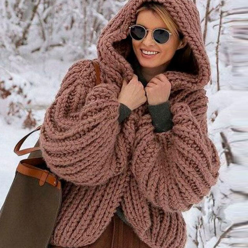Amara Handgebreide Chunky Hooded Cardigan