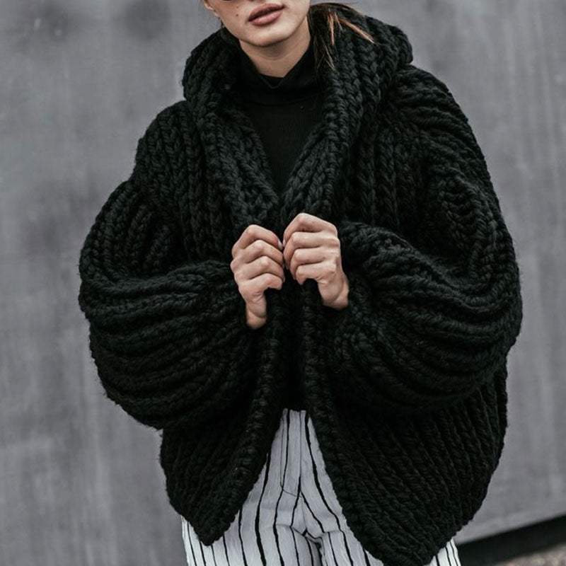 Amara Handgebreide Chunky Hooded Cardigan