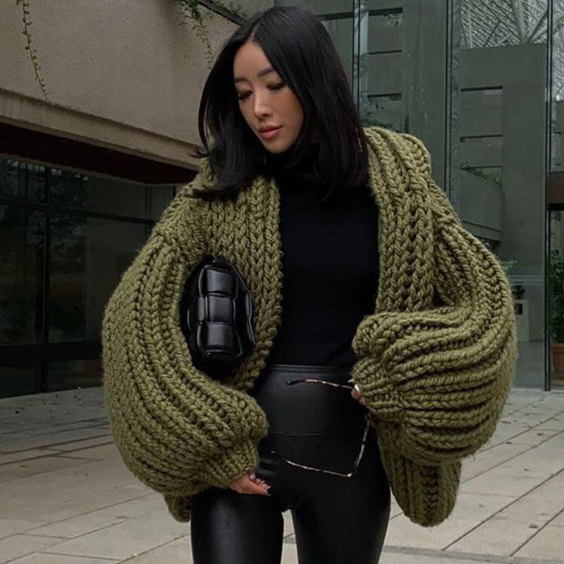 Amara Handgebreide Chunky Hooded Cardigan