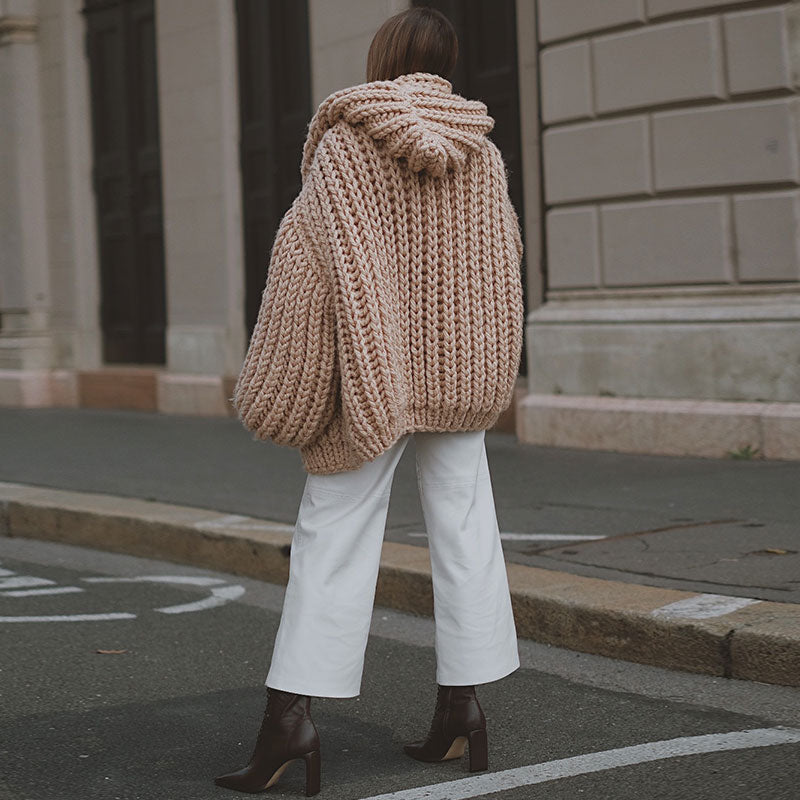 Amara Handgebreide Chunky Hooded Cardigan