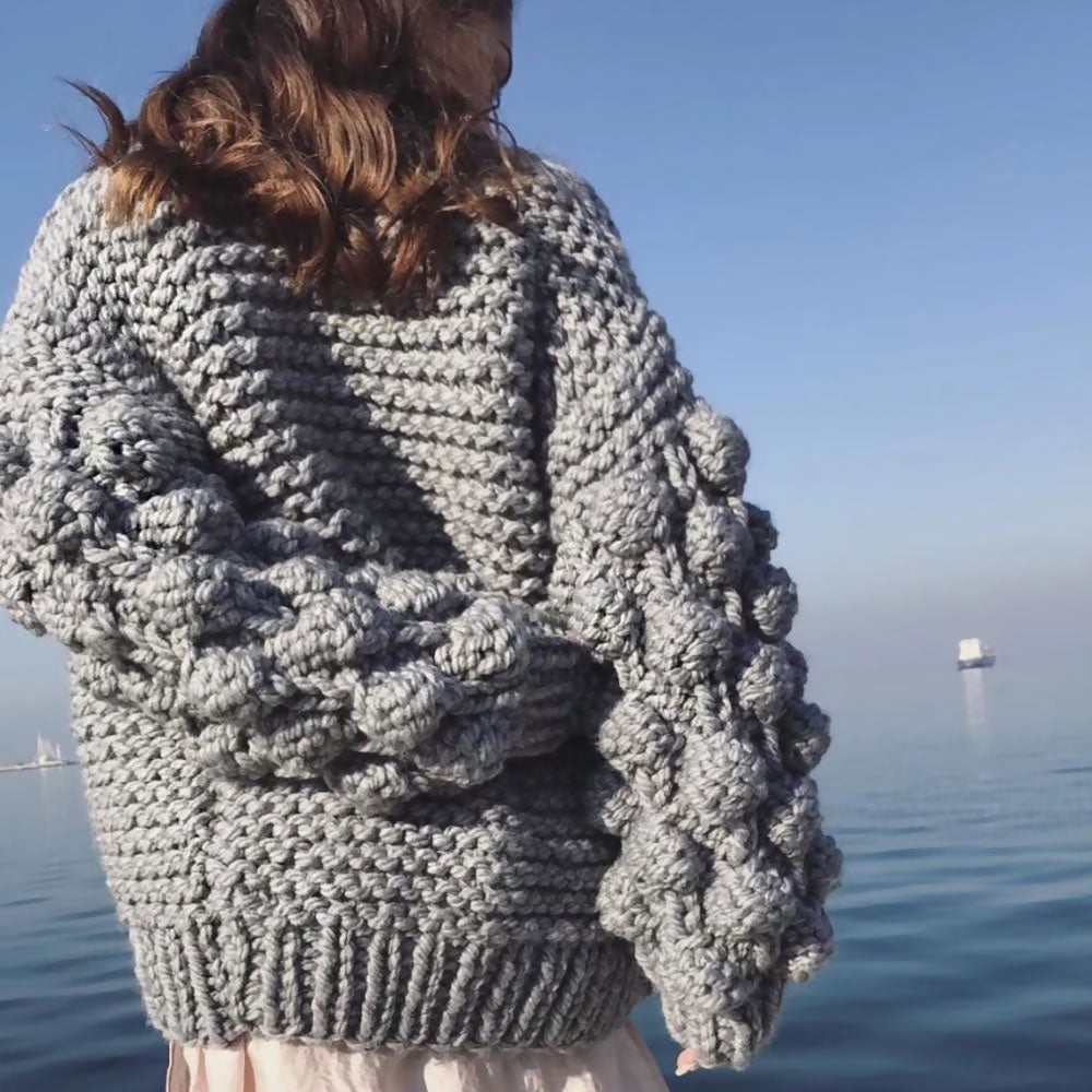 Louisa Popcorn Bubble Sleeve Cardigan