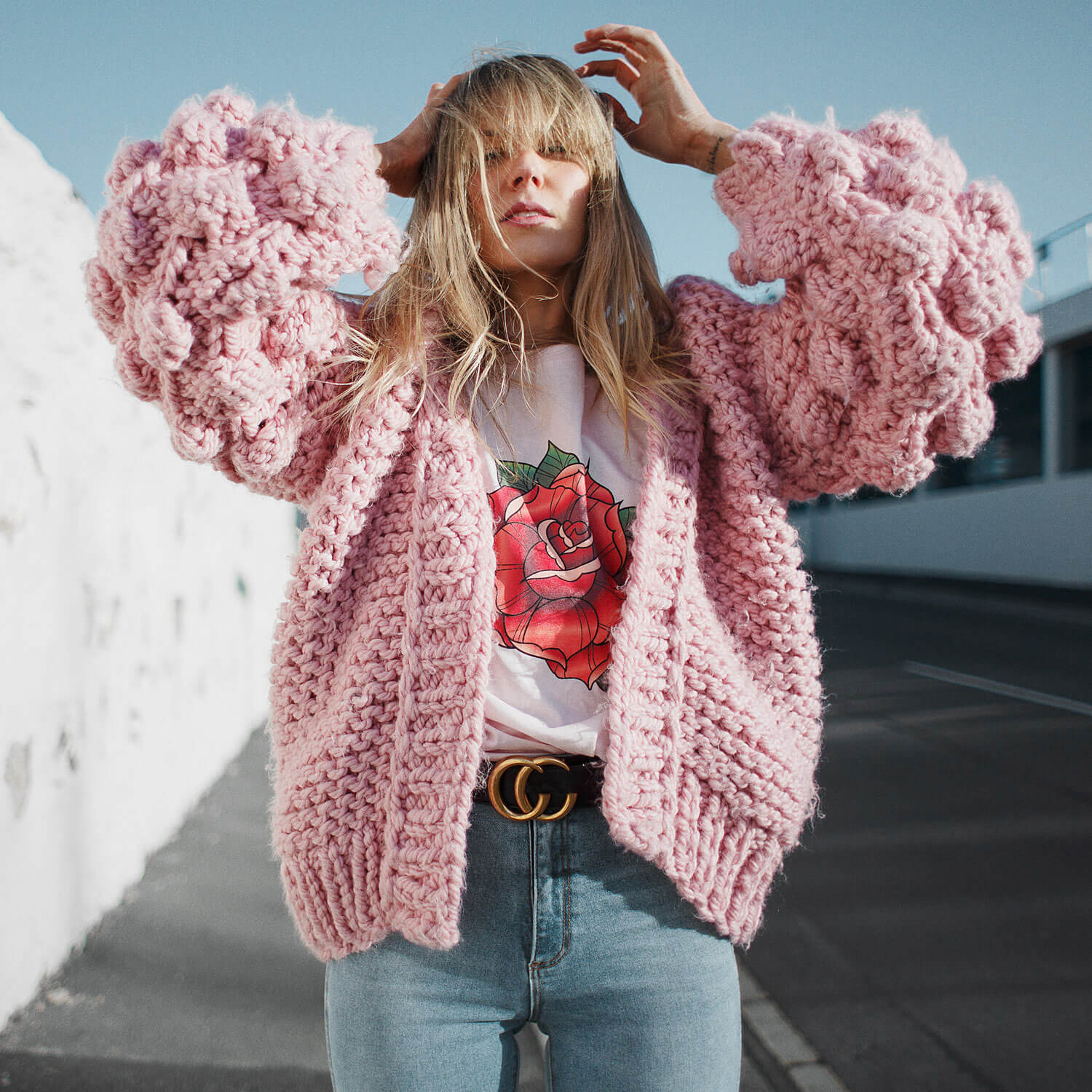Louisa Popcorn Bubble Sleeve Cardigan