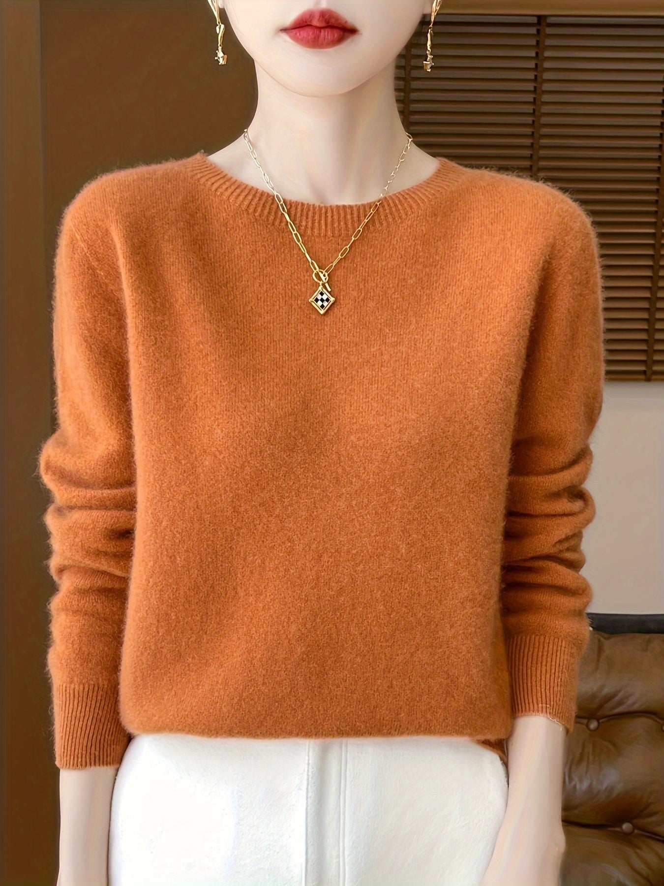 Noa - Wool Shearling Pullover - Elegant & Comfortabel - Met Crew Neck