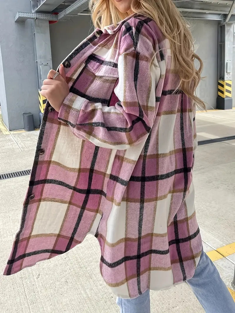 Mila Luxe Flanellen Shacket – Comfortabel met Karakter en Knopen-Detail