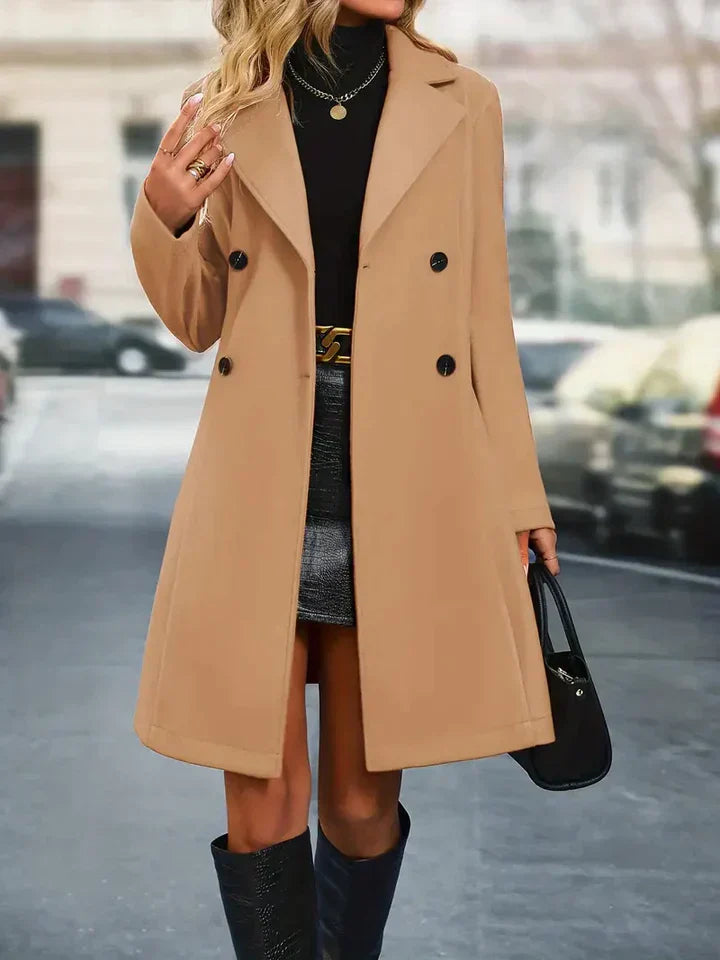 Olivia Elegante Dubbelgeknoopte Lange Jas