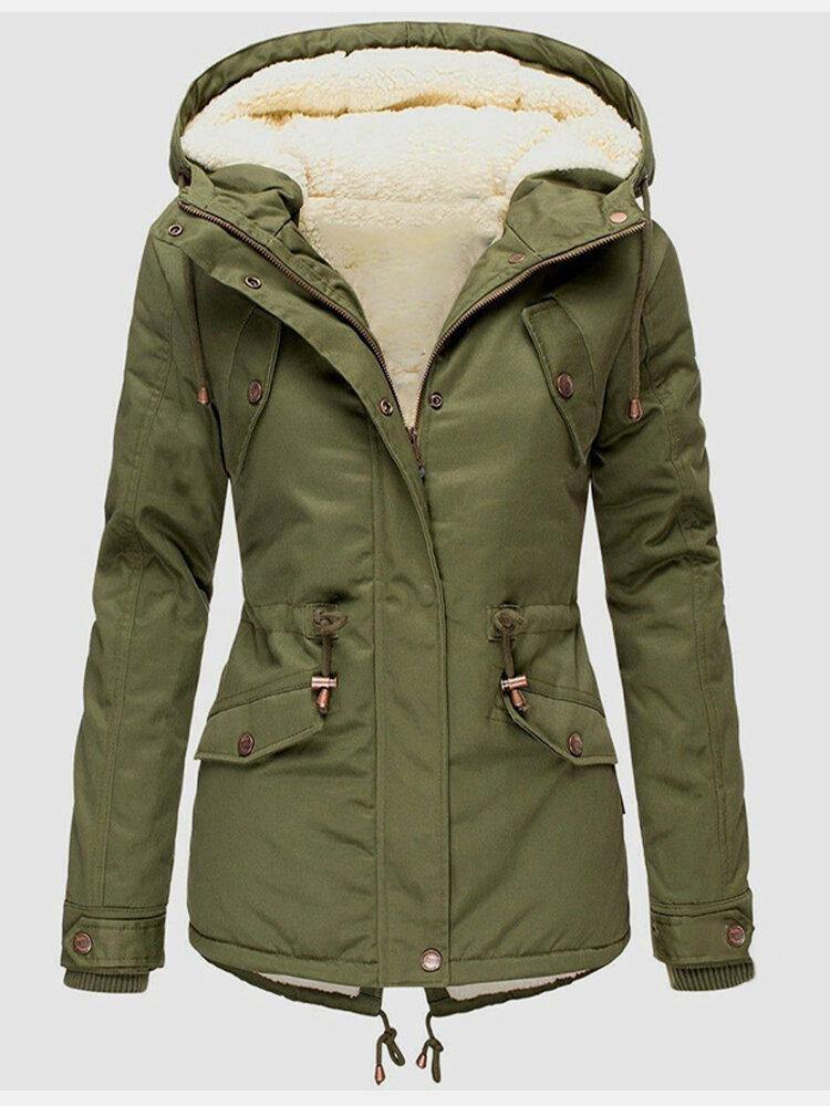 Amelia Comfortabele Winterjas met Verstelbare Taille en Capuchon