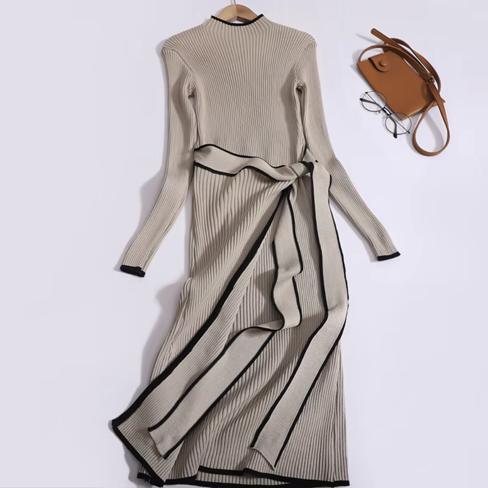 Erica - Elegante Gebreide Jurk met Ceintuur