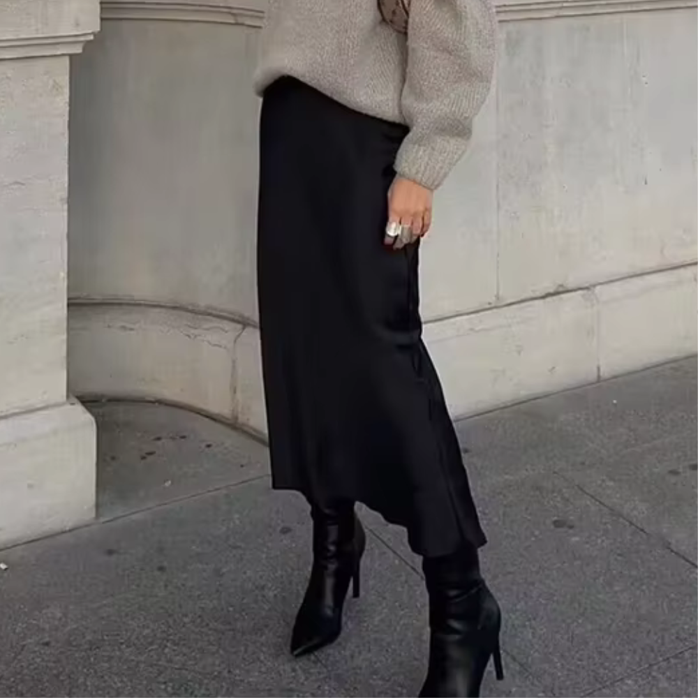 Estelle - Elegant Satin Midi Skirt